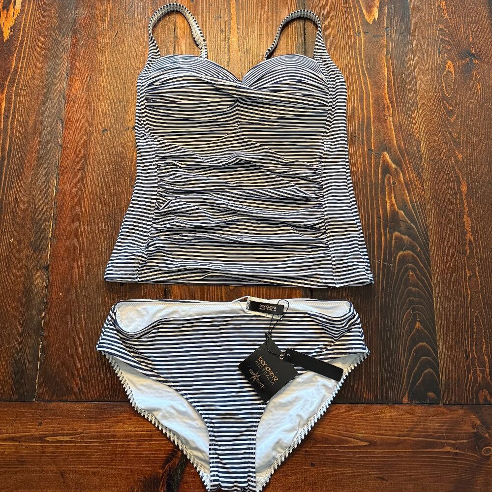 NWT Bond Eye Navy and White Tankini